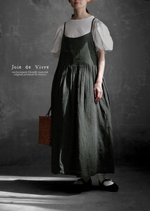 [리오더]﻿Joie de Vivre 프렌치 리넨 도비닷 타블리에 캐미 드레스  ​  ﻿