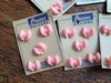 [1097]레어~빈티지 핑크리본단추카드 5p set  ​  ​ ​