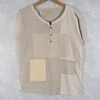 [30%할인]당일발송&gt;&gt;[vintage]KAPITAL 패치워크 리넨 헨리 넥 T셔츠  ﻿